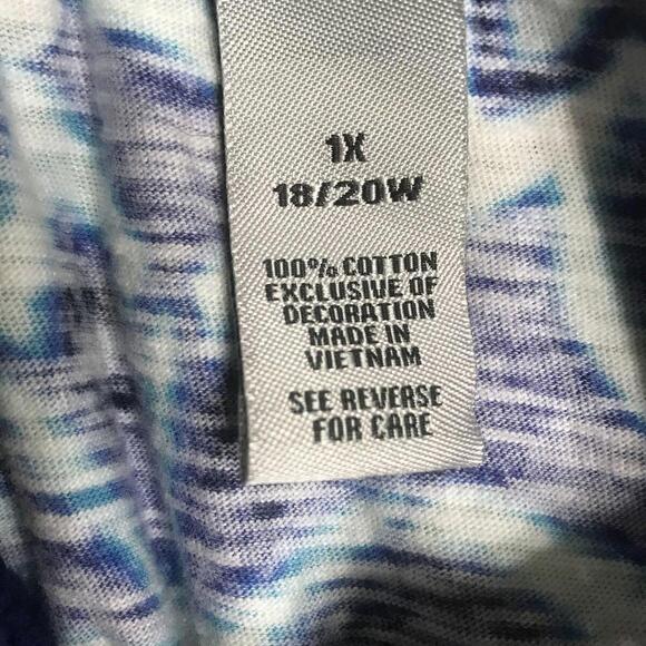 Liz & Me Catherine 1X Blouse Womens  Flowers  Blue Short SLeeve - Picture 8 of 8